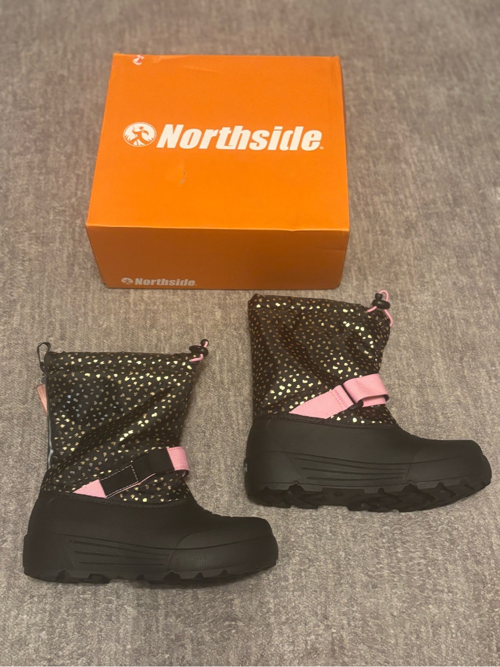 Northside Frosty Size 4 Insulated Winter Snow Boots Girls NEW Gold Black Pink